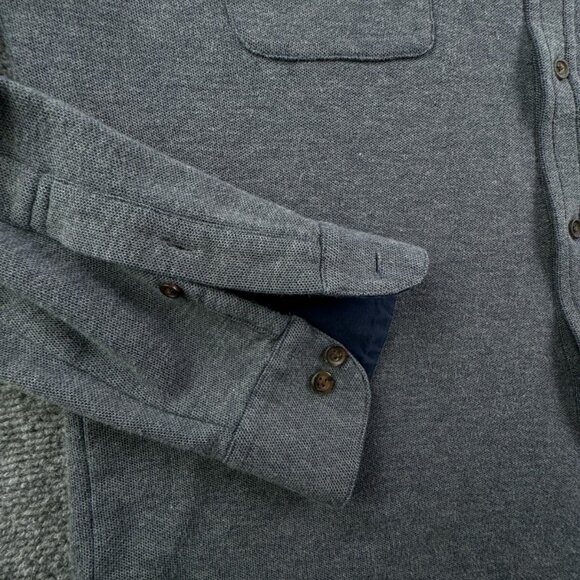 Brooks Brothers Knit Cotton Wool Gray Button Up Shirt Men Long Sleeve Large - Picture 9 of 12